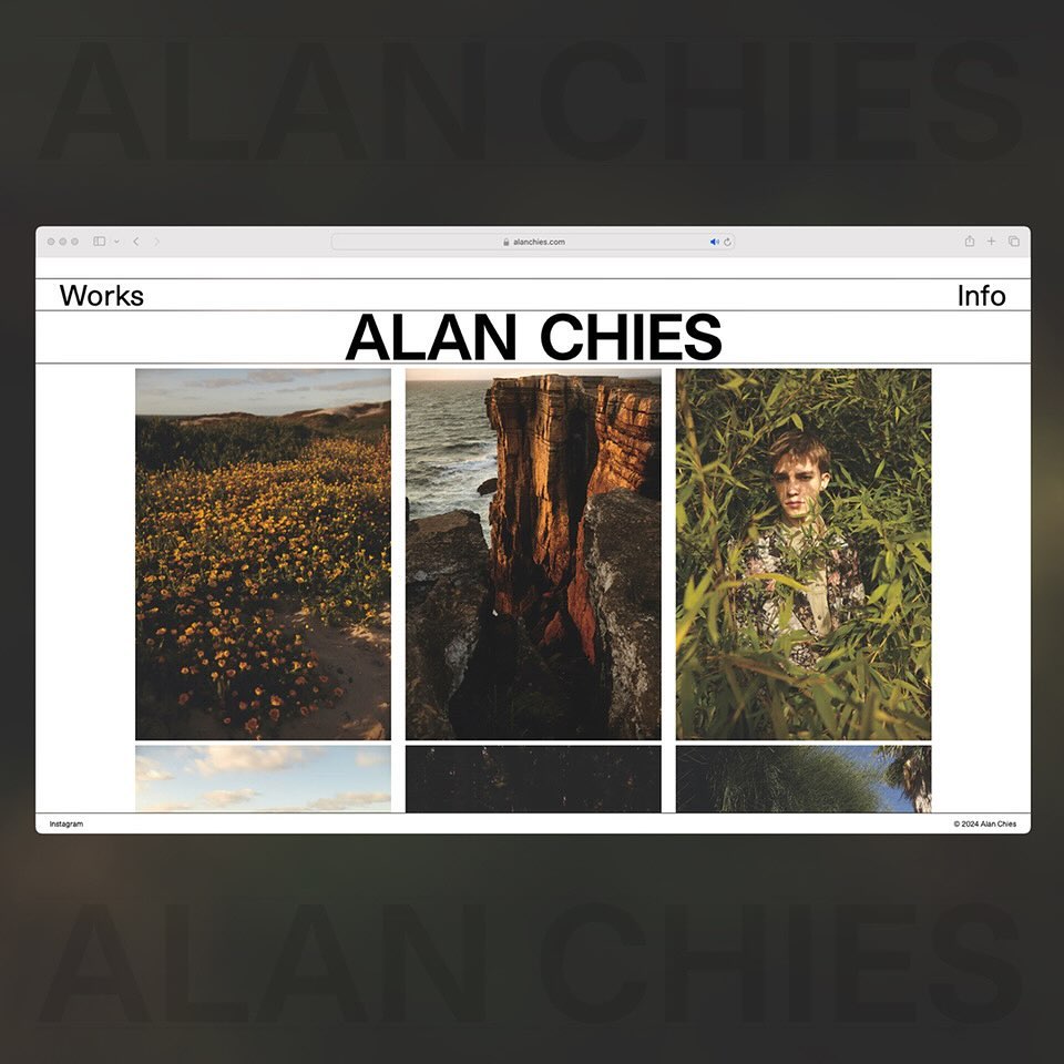 Webpage screenshot of photographer Alan Chies portfolio webiste